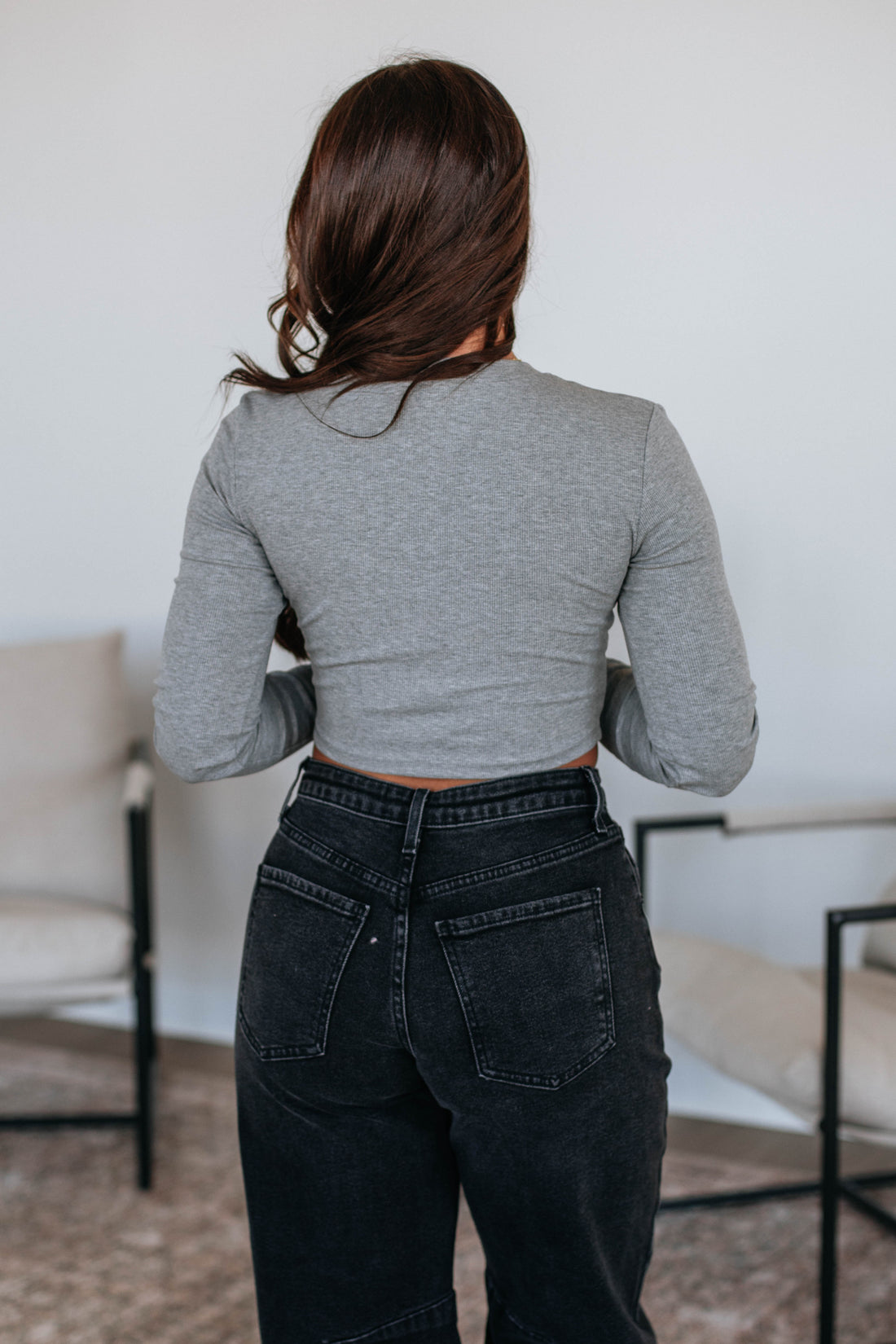 Mazure Ribbed Top - Heather Grey