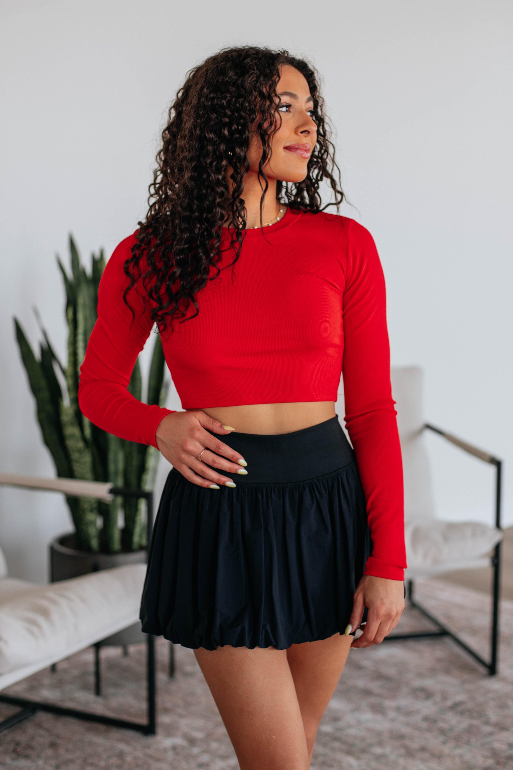 Mazure Ribbed Top - Cherry