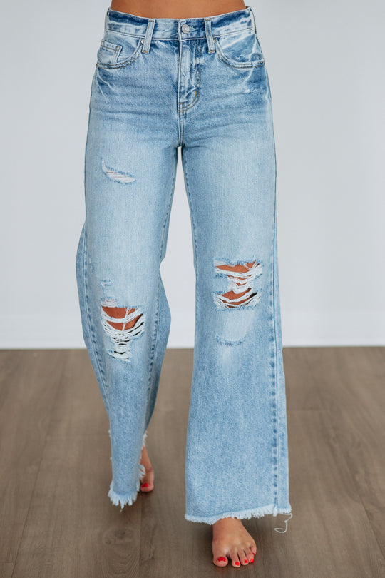 Paige Wide Leg Jeans - Medium Wash