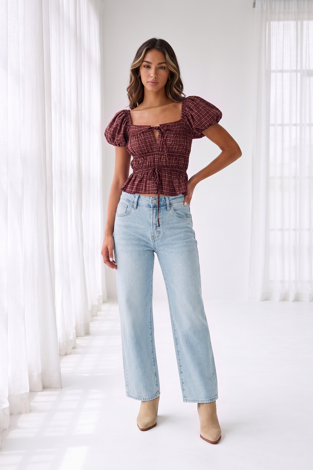 Perlette Plaid Top