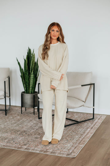 Cayla Striped Pants - Beige Mix