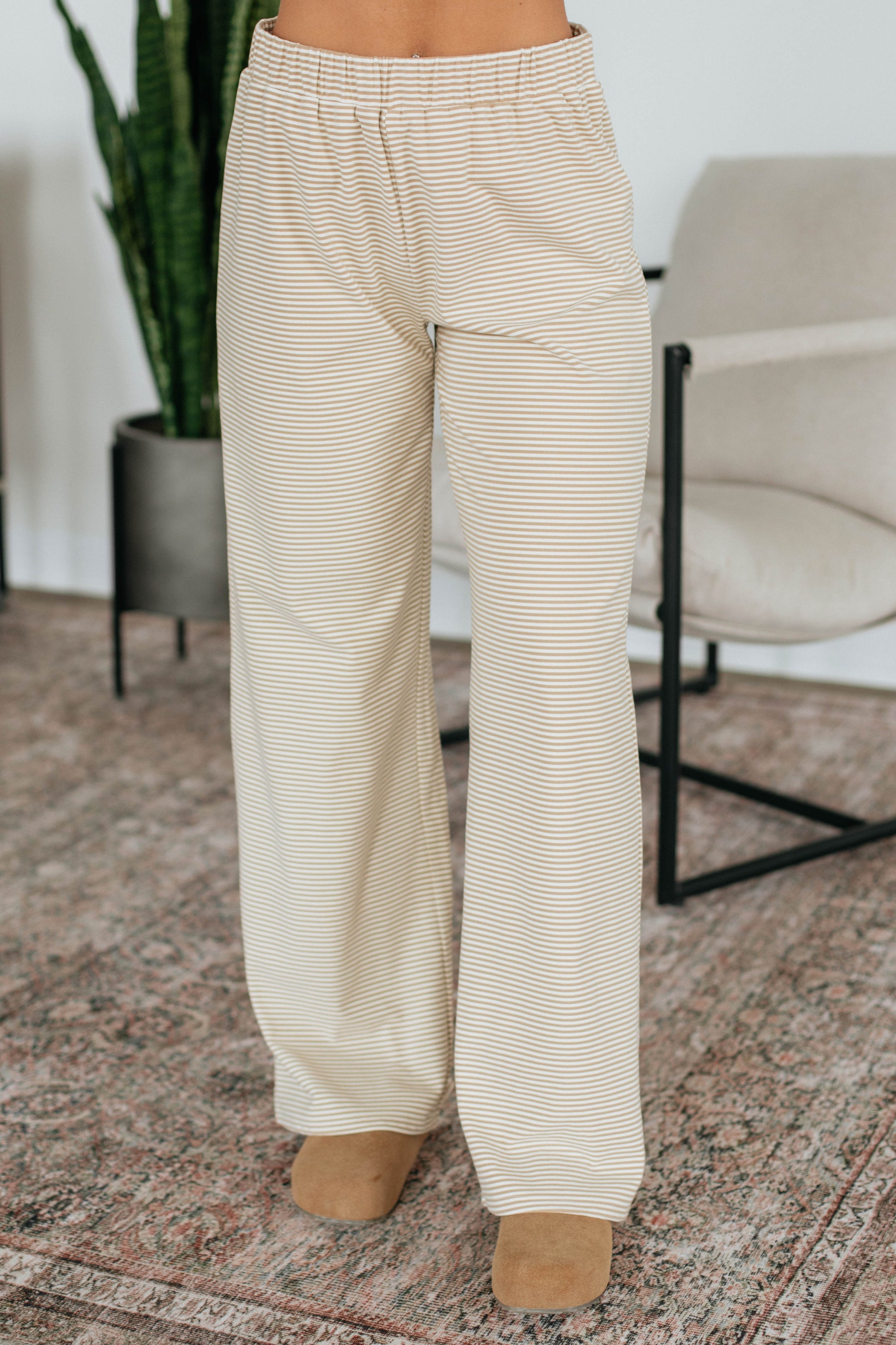 Cayla Striped Pants - Beige Mix