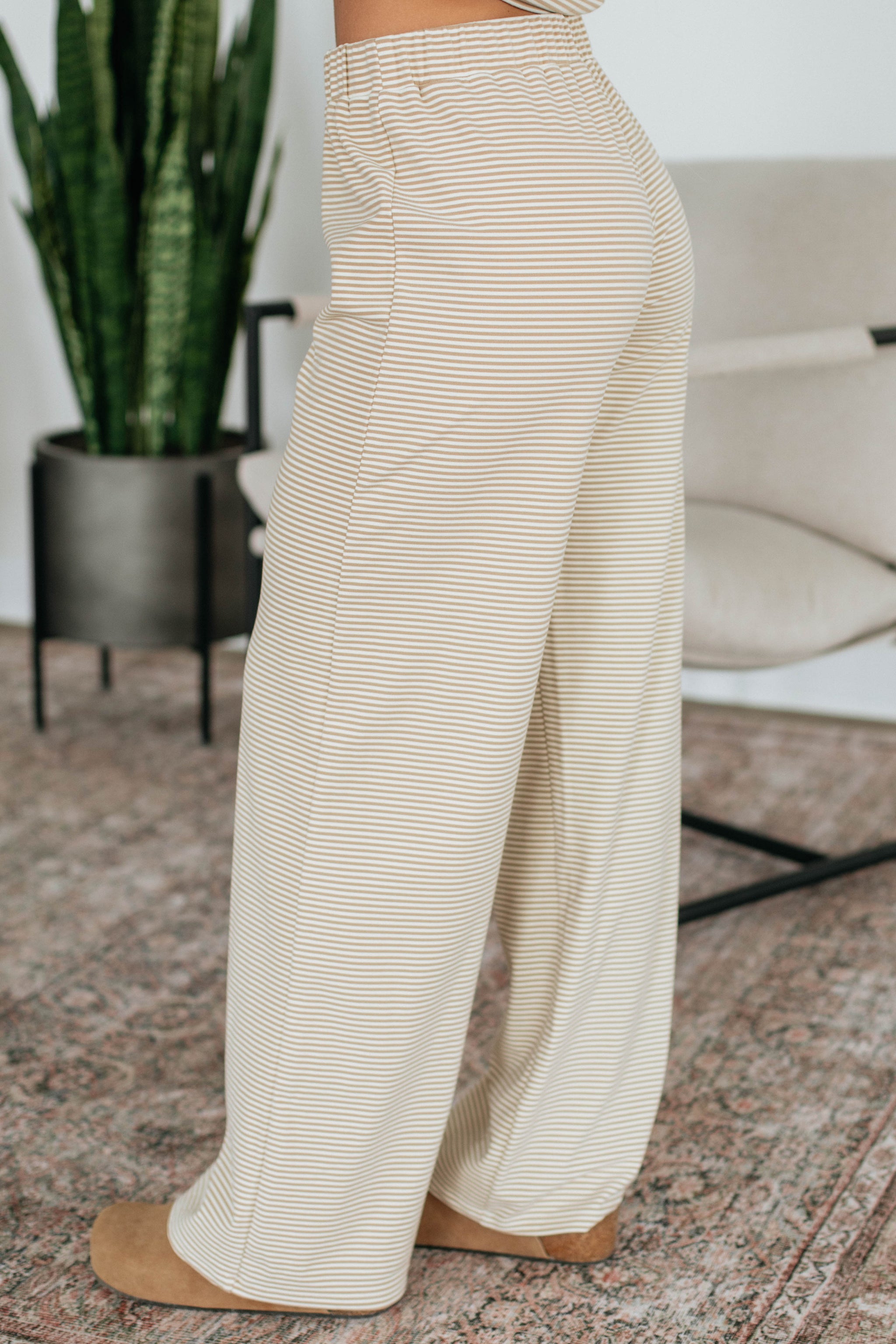 Cayla Striped Pants - Beige Mix