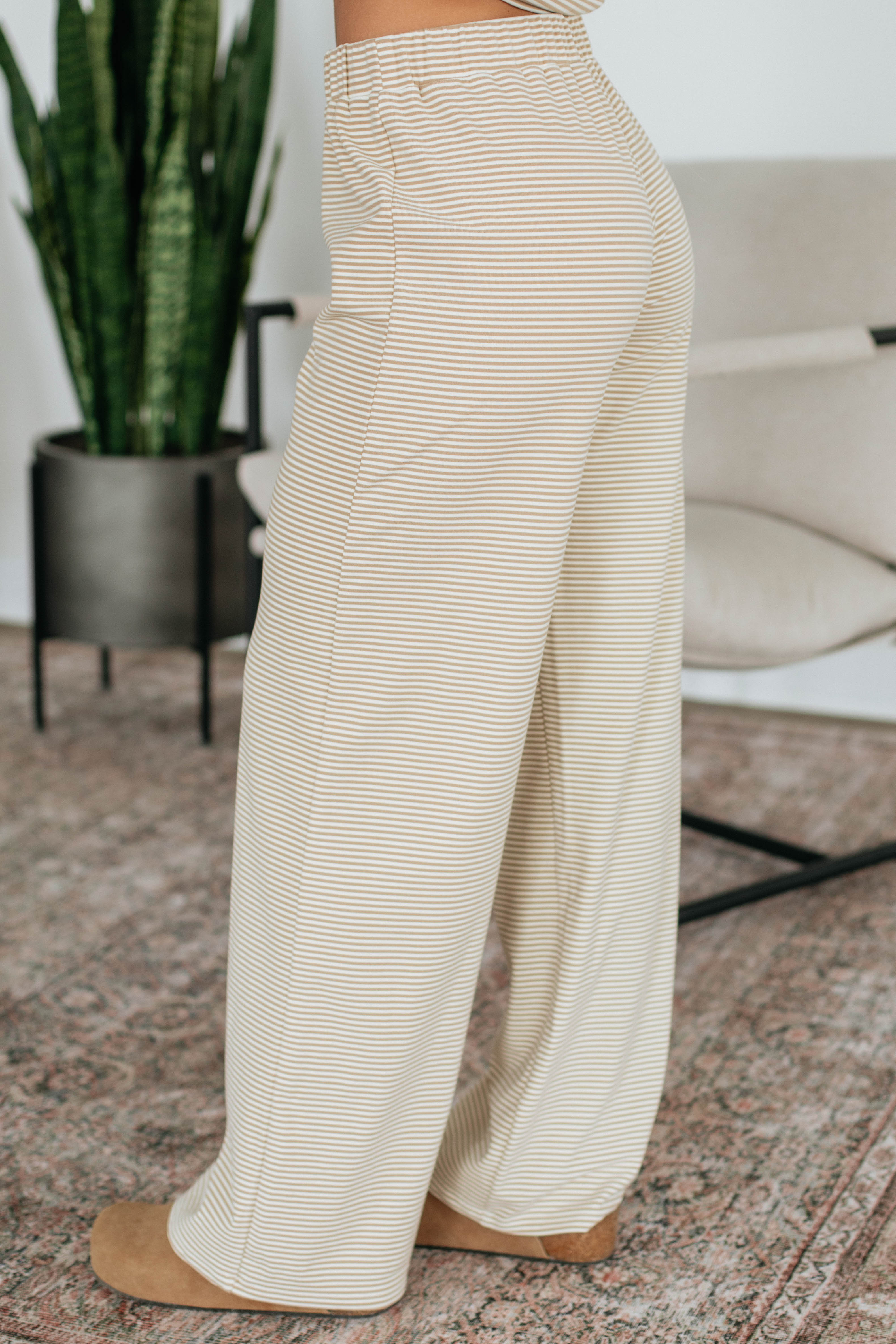 Cayla Striped Pants - Beige Mix
