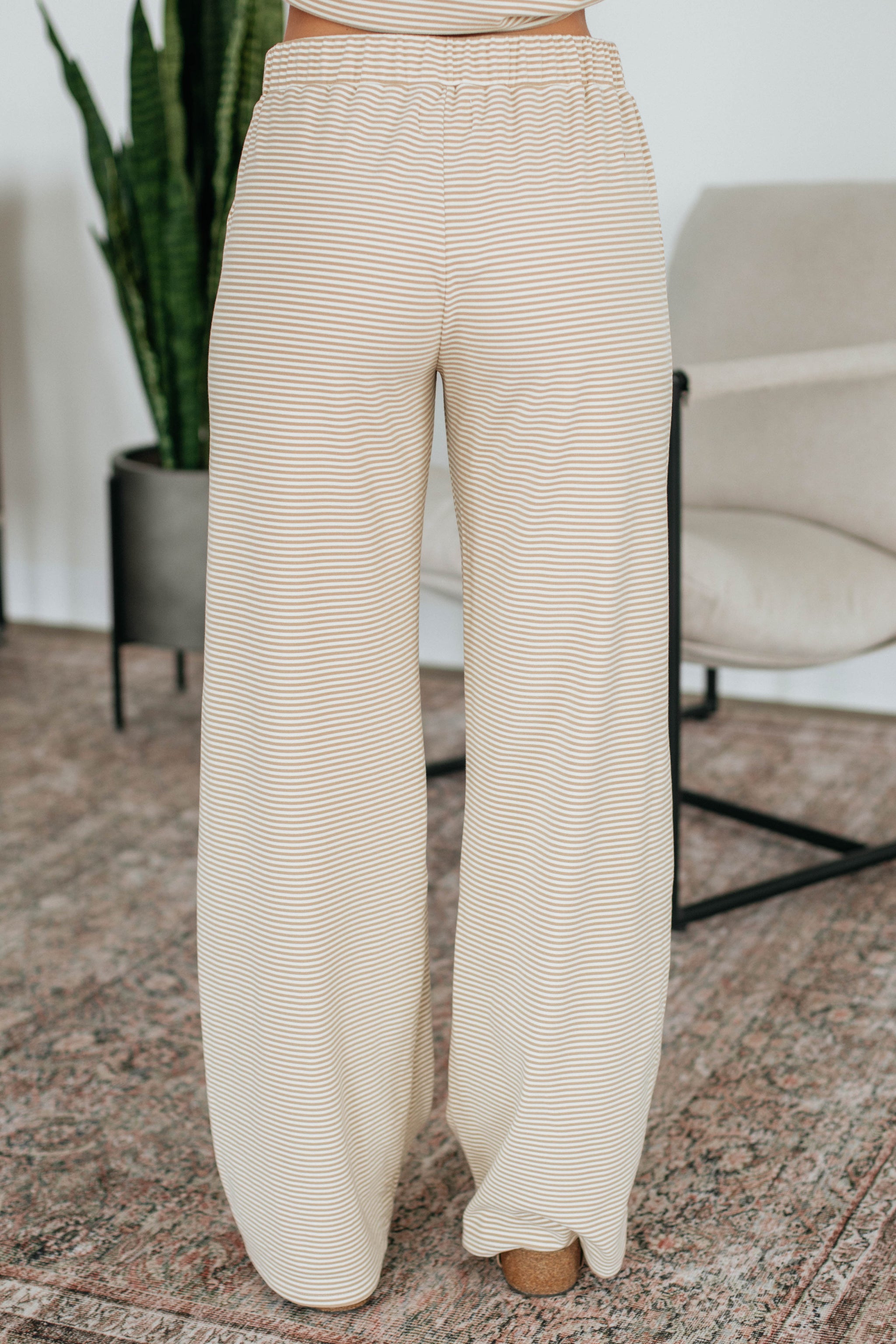 Cayla Striped Pants - Beige Mix