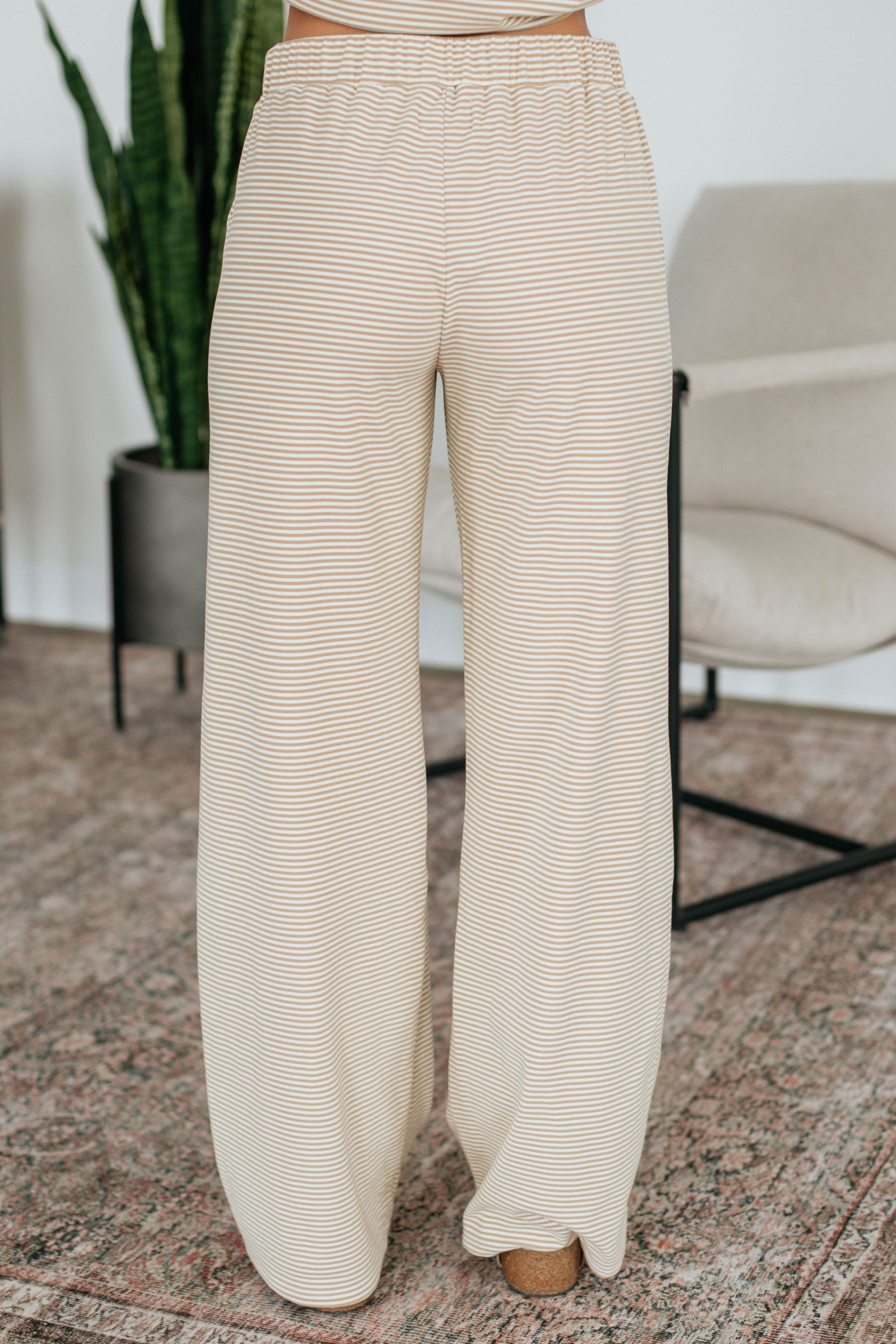 Cayla Striped Pants - Beige Mix