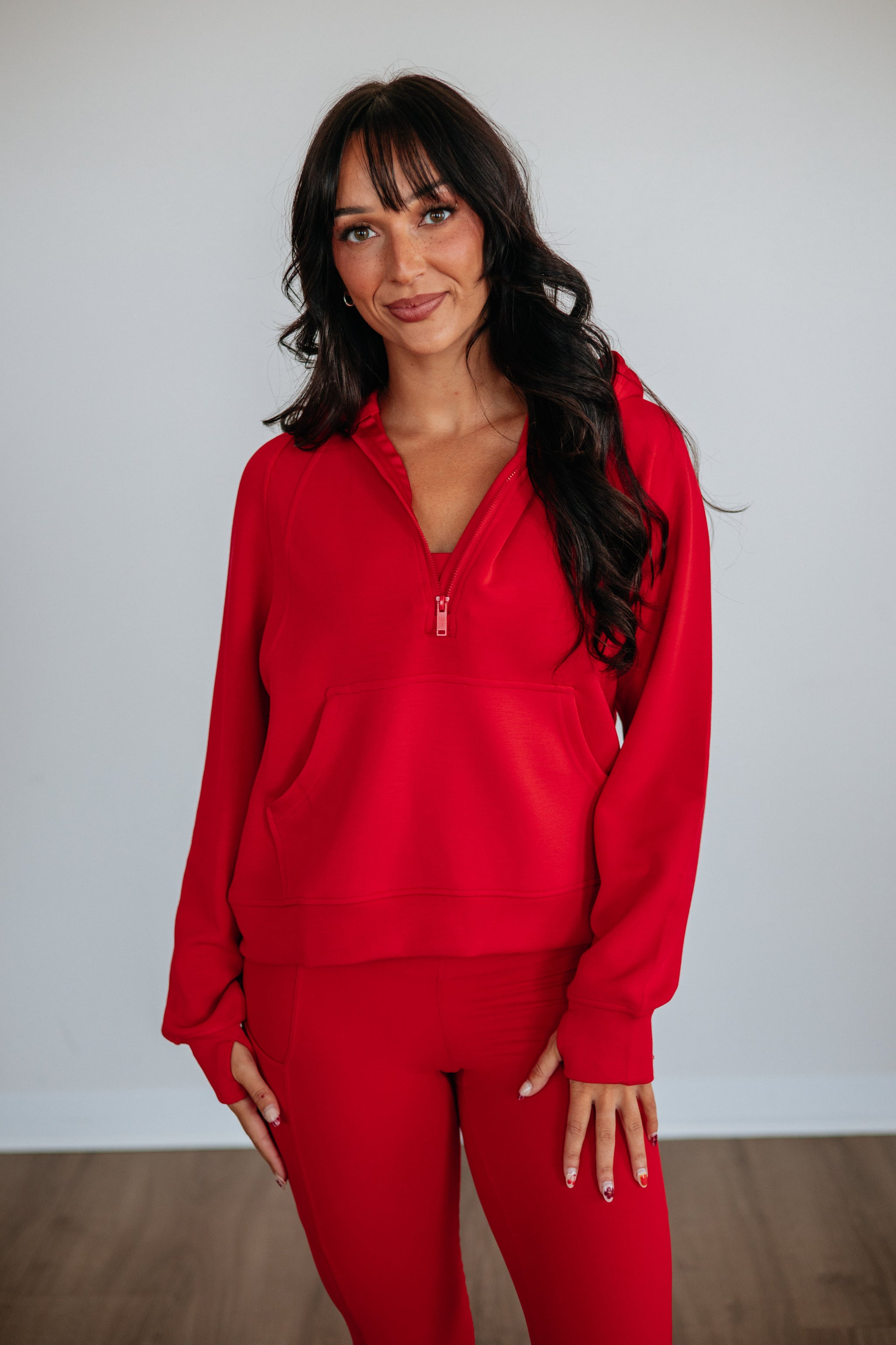 Aubrie Half-Zip Pullover - Cherry