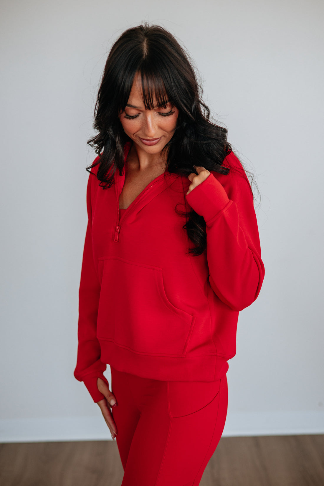 Aubrie Half-Zip Pullover - Cherry