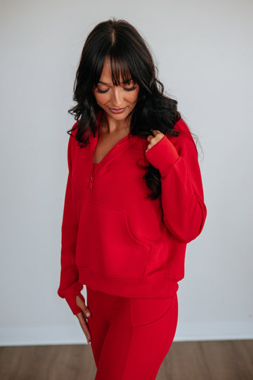 Aubrie Half-Zip Pullover - Cherry