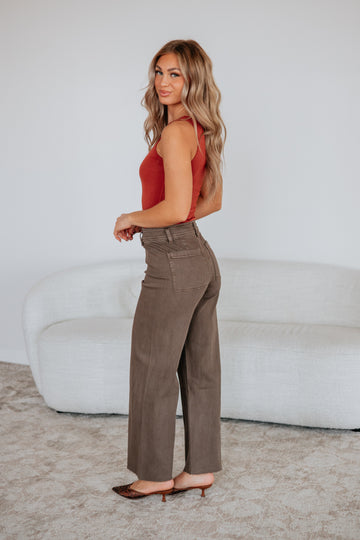 Linsley Wide Leg Pants - Mocha