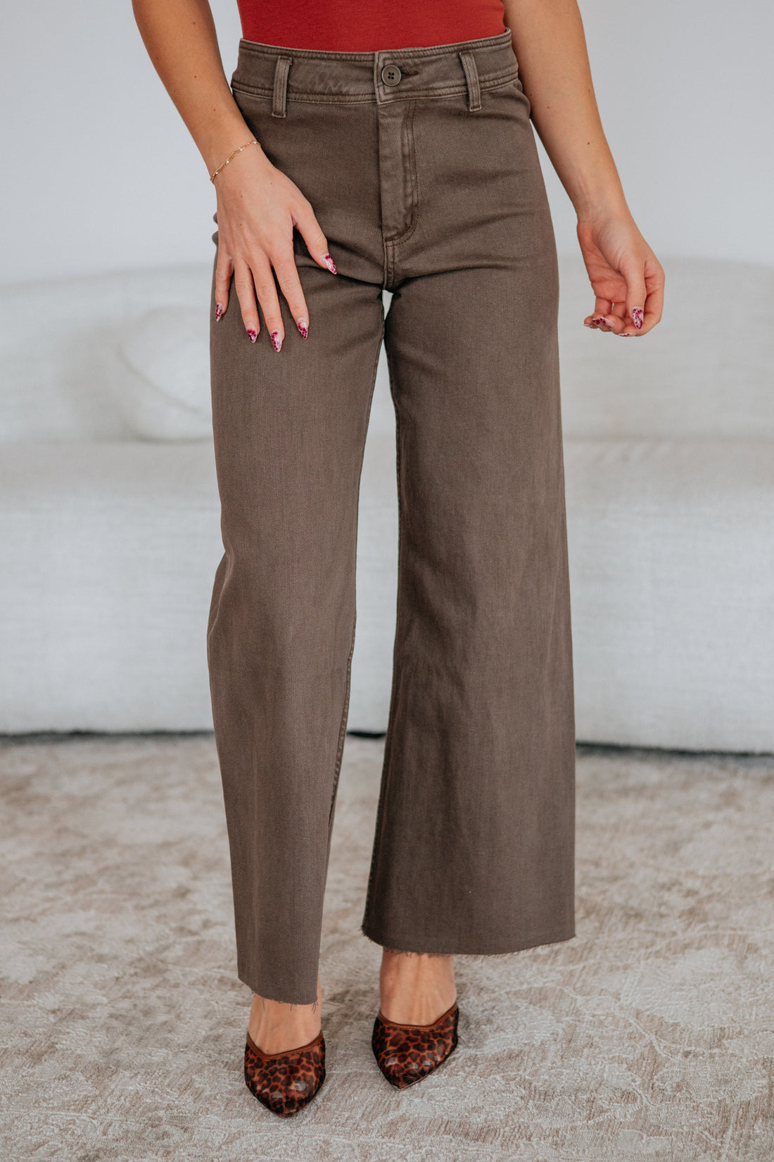 Linsley Wide Leg Pants - Mocha