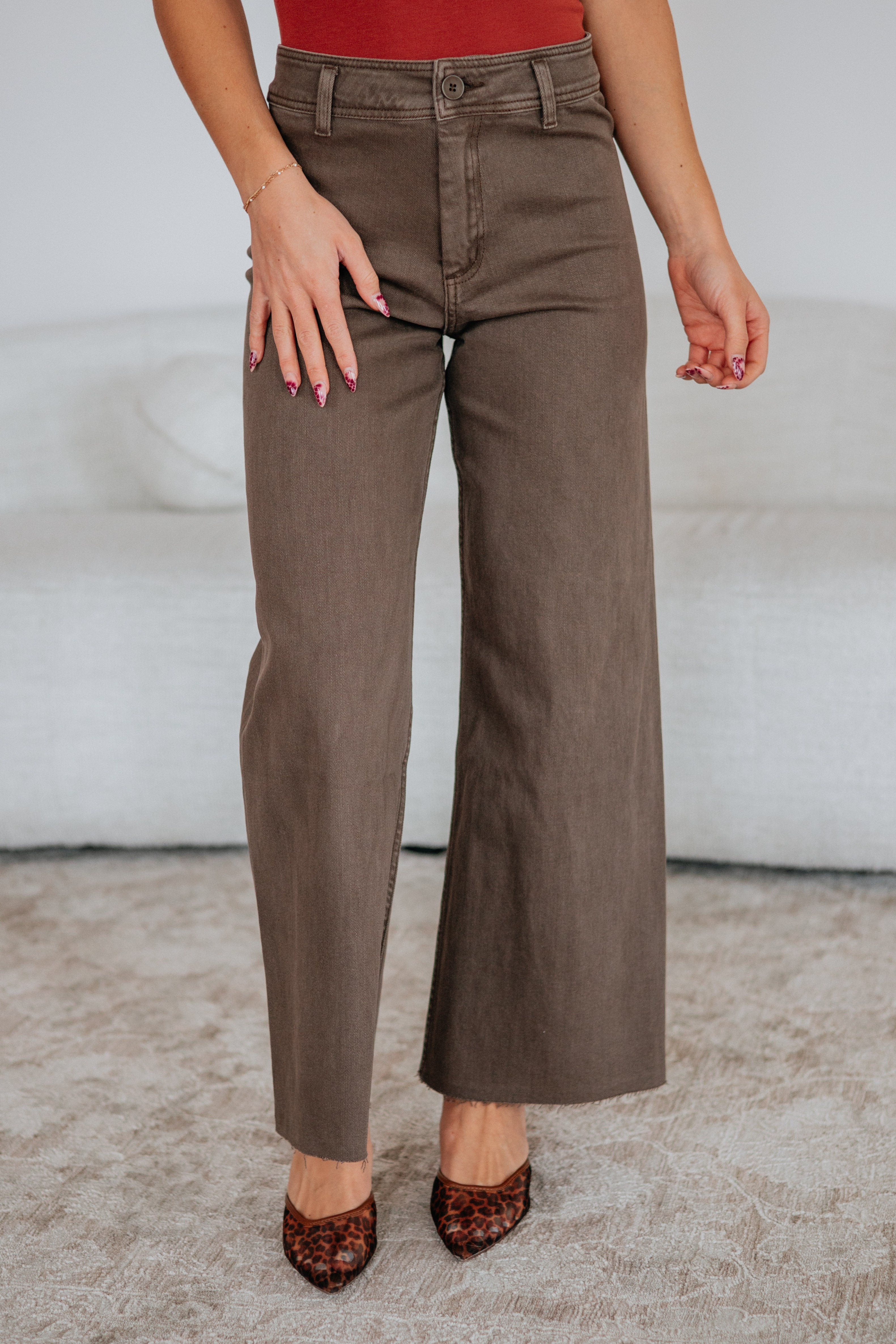 Linsley Wide Leg Pants - Mocha