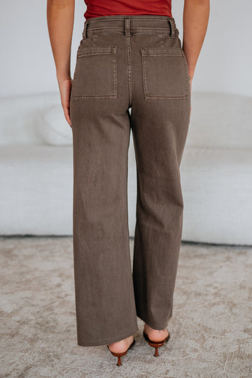 Linsley Wide Leg Pants - Mocha