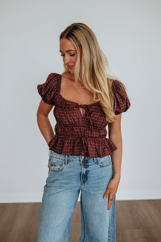 Perlette Plaid Top