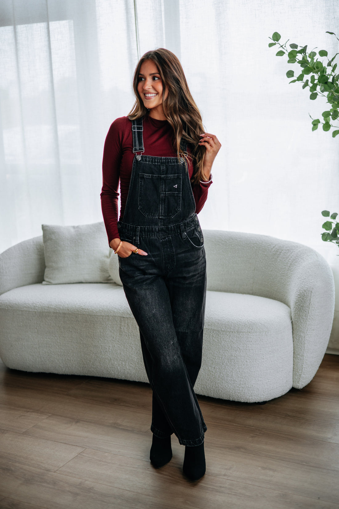 Dylan Hidden Denim Overalls - Vintage Black