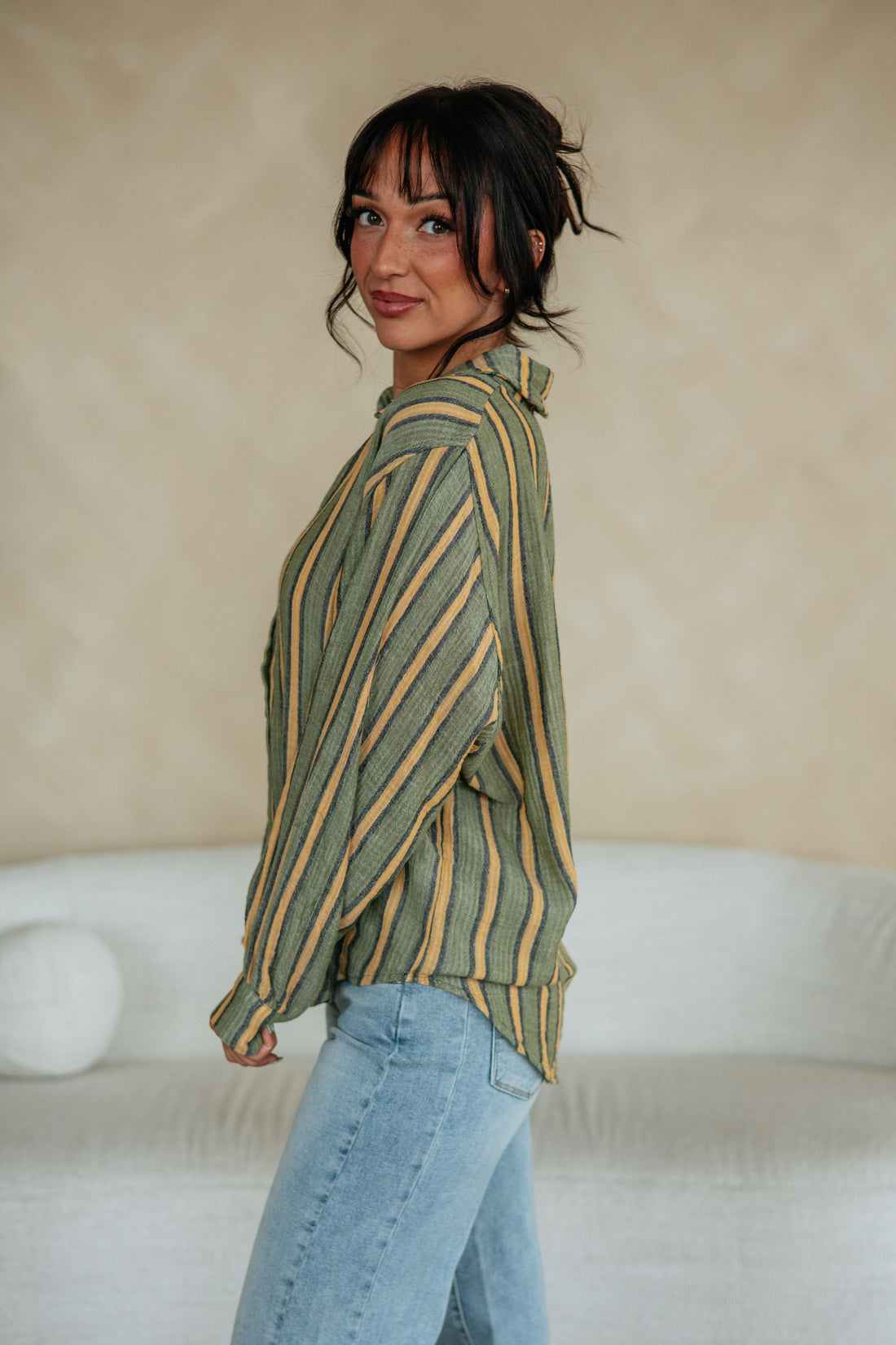 Devann Striped Button Down