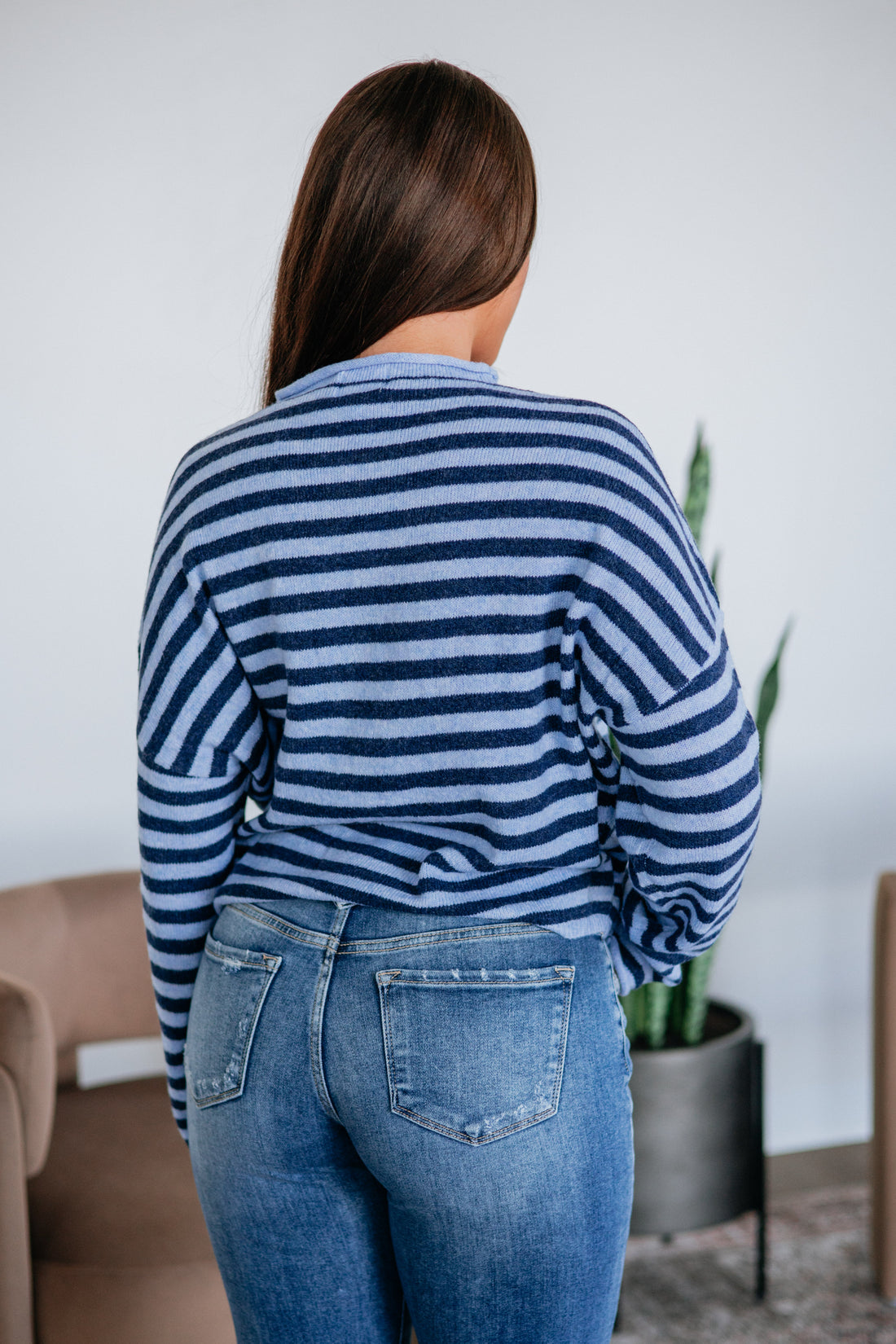 Brooke Striped Cardigan - Powder Blue Mix