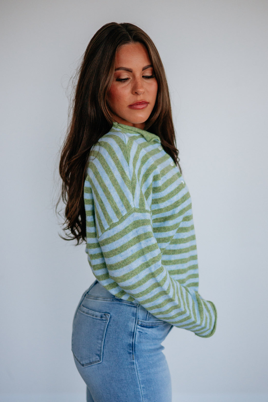 Brooke Striped Cardigan - Matcha Mix