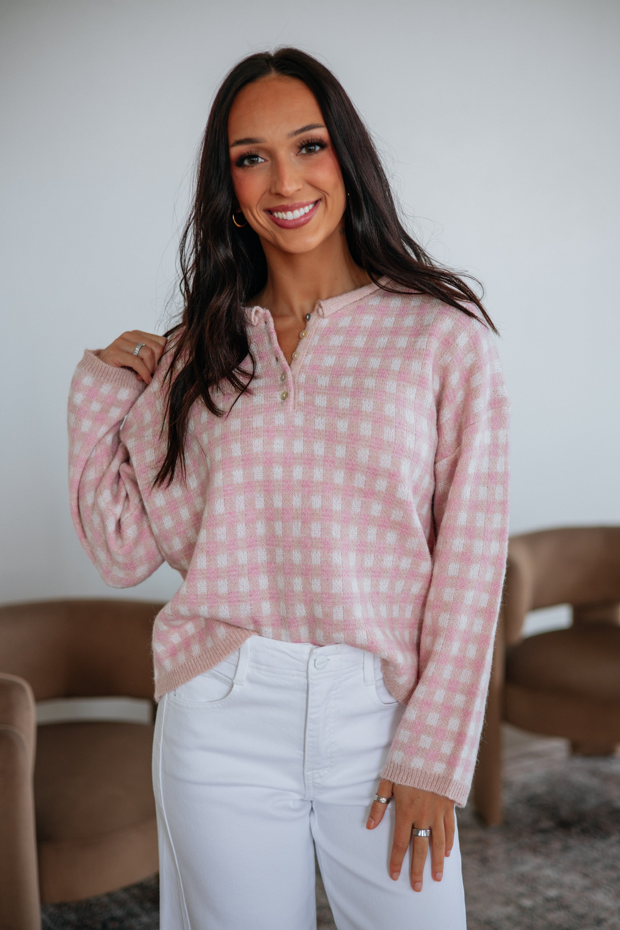 Laren Gingham Sweater