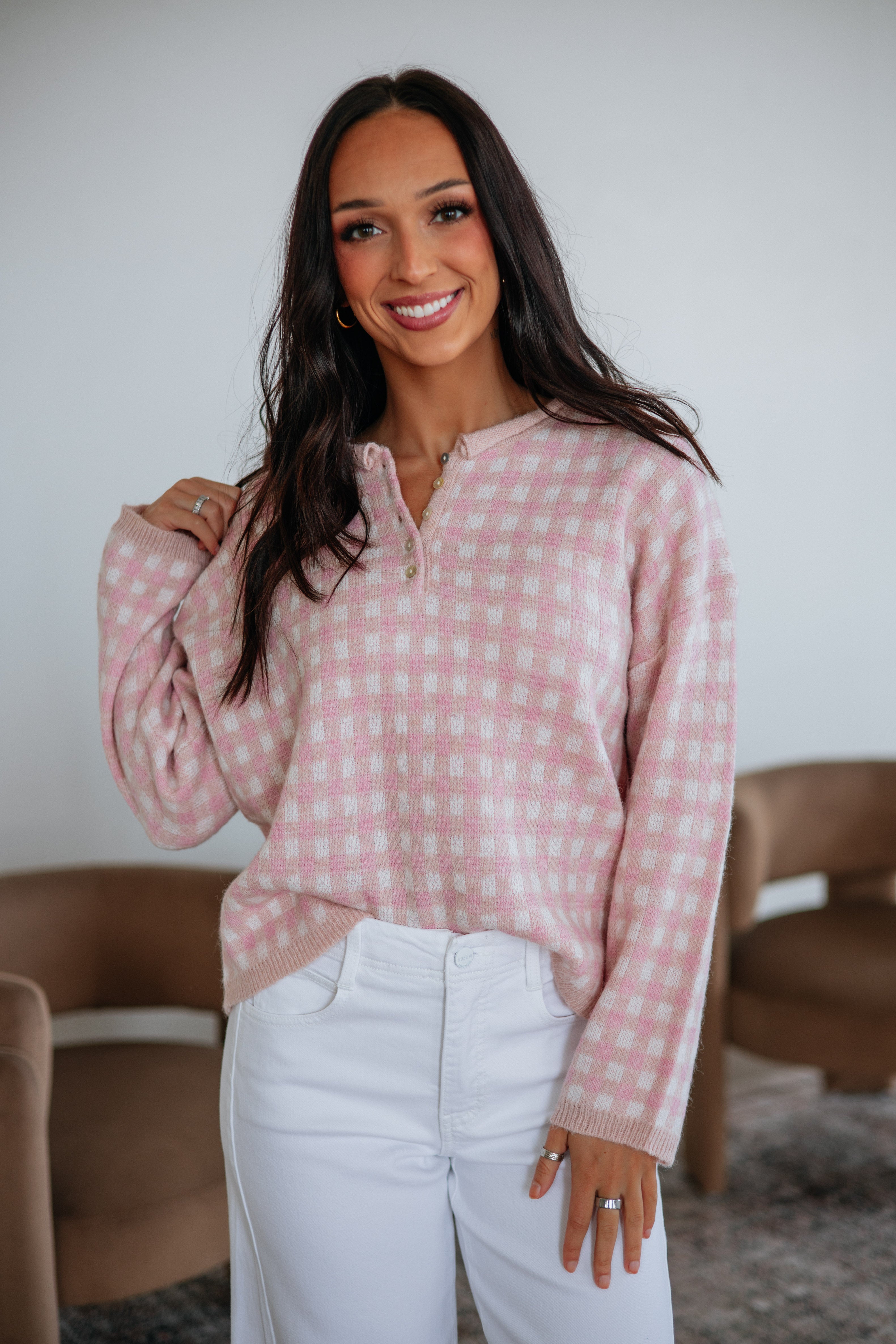 Laren Gingham Sweater