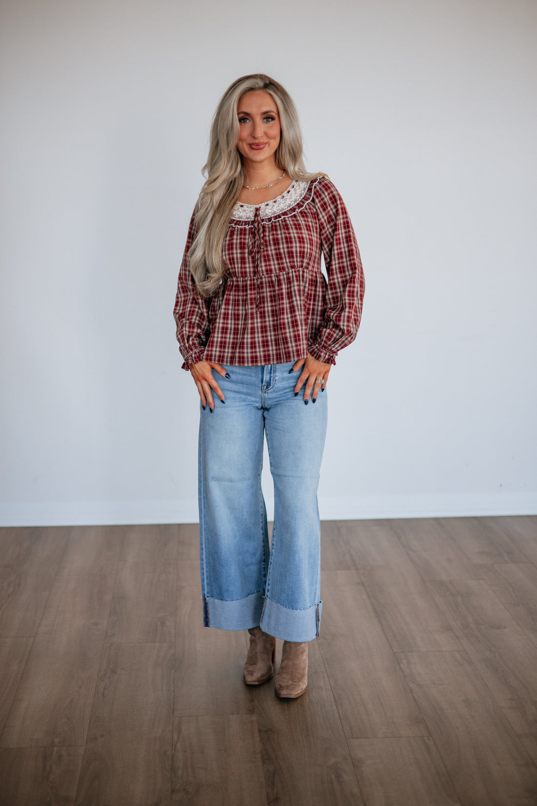 Novalie Plaid Blouse