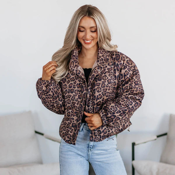 Wild Oak Boutique creator wearing a leopard jacket